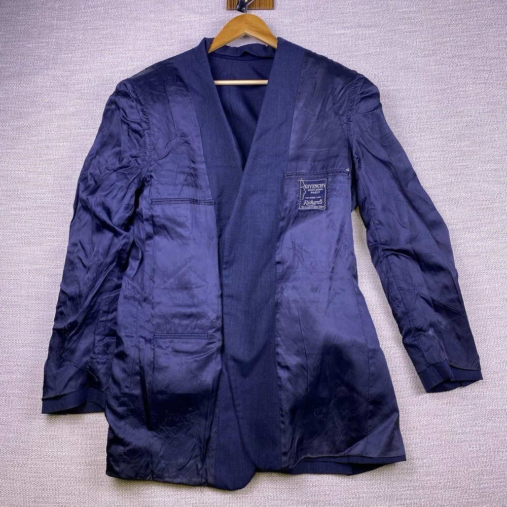 70s 80s Givenchy Gentleman Paris Blazer Suit Jacket (40R) Mens Navy GUC - Picture 4 of 12